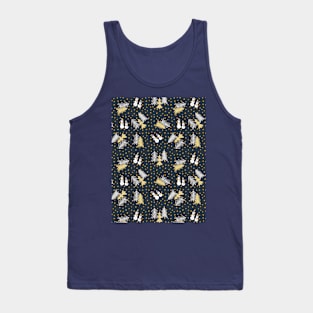 Christmas Trees, Snowman Pattern - Midnight Blue Tank Top